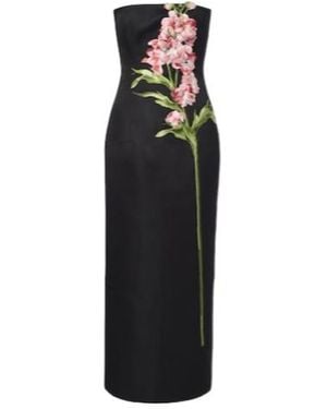 Leo Floral-Applique Bustier Dress - Black