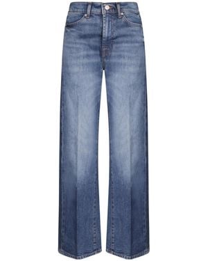 7 For All Mankind Logo Patch Wide Leg Jeans - Blue