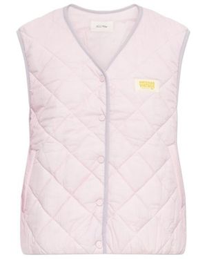 American Vintage Quilted Snap-Front Vest Jacket - Pink