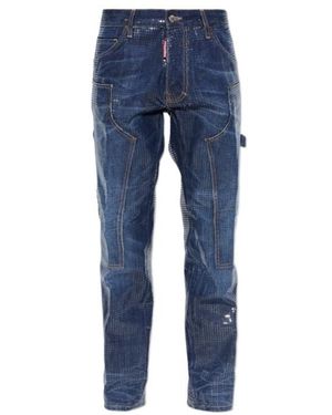 DSquared² Teddy Sequin Straight-Leg Jeans - Blue