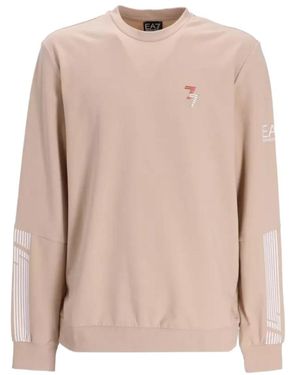 EA7 Logo-Patch Crew-Neck Sweatshirt - Pink