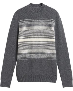 Barbour Stripe Mock Neck Knit Jumper - Grey