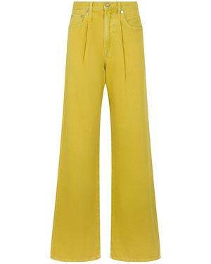 R13 Pleated Wide-Leg Jeans - Yellow