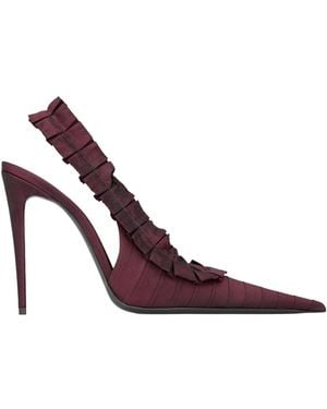 Saint Laurent Madeline Ruffled Slingback Pumps - Purple