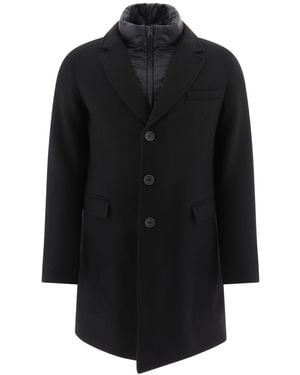 Herno Buttoned High Neck Long-Sleeved Coat - Blue