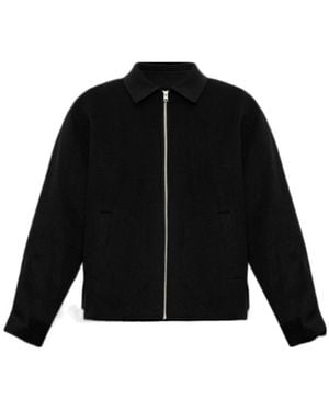 FRAME Classic Collar Zip-Front Casual Jacket - Black