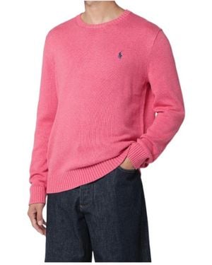 Polo Ralph Lauren Logo Embroidered Crewneck Sweater - Pink