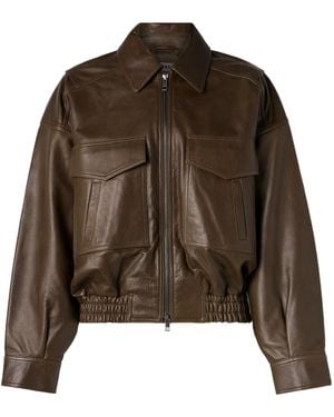 STAUD Eugene Leather Jacket - Brown