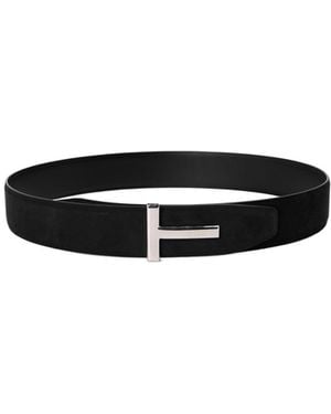 Tom Ford Metal T-Buckle Belt - White