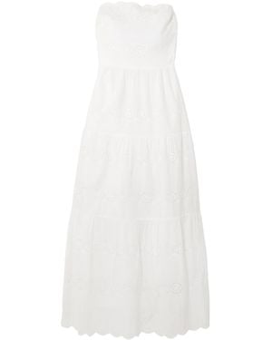 Melissa Odabash Strapless Scalloped Broderie Anglaise Cotton Midi Dress - White