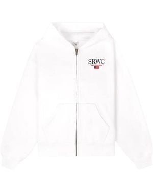Sporty & Rich Zipped Hooded Sweatshirt - White