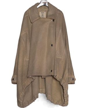 Uma Wang Lapel Irregular Long Coat - Brown