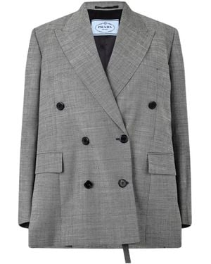 Prada Double-Breasted Blazer - Gray
