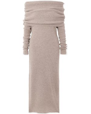 Cult Gaia Carline Off-The-Shoulder Wool And Cashmere-Blend Midi Dress - Grey