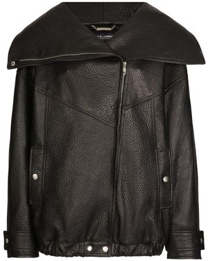 Dolce & Gabbana Oversized Biker Jacket - Black