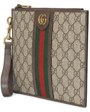 Gucci Ophidia Web-Trim Pouch Bag - Metallic