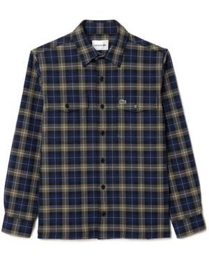 Lacoste Oversize Checked Overshirt - Blue