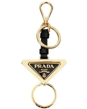 Prada Logo Engraved Keyring - White