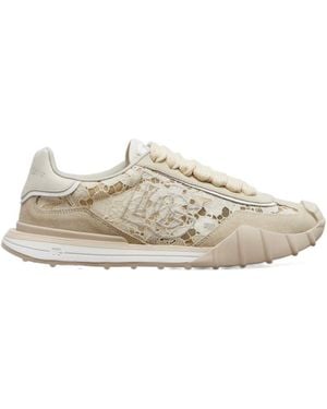 Dolce & Gabbana Runner Suede-Trimmed Lace Sneakers - White