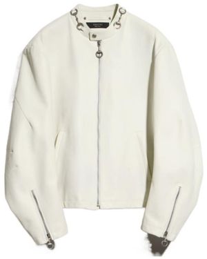 Gucci Treated Bull Leather Jacket - White