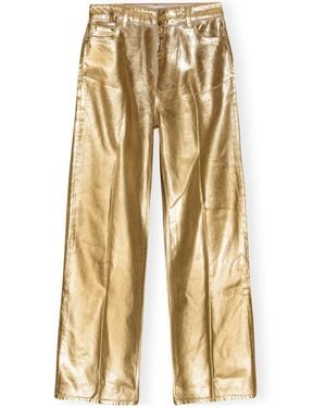 Ganni Foil Wide-Leg Jeans - Metallic