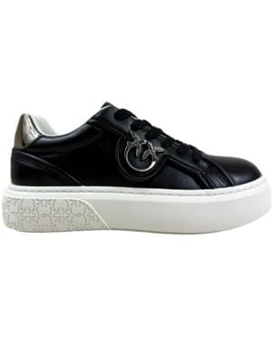 Pinko Logo-Plaque Lace-Up Trainers - Black
