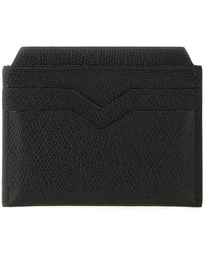 Valextra Logo Flat Card Holder - Black