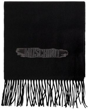 Moschino Logo Fringe Scarf - Black