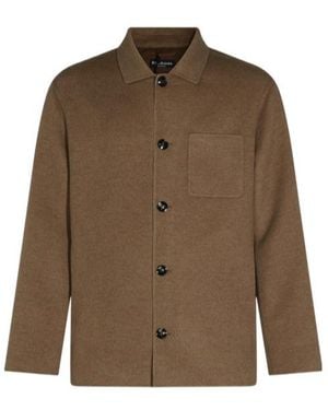Kiton Button-Front Overshirt Jacket - Brown