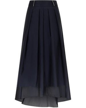 Peserico Pleated Layered Maxi Skirt - Blue