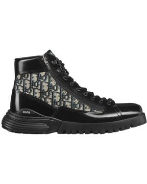 Dior Homme Monogrammed Lace-Up Boots - Black