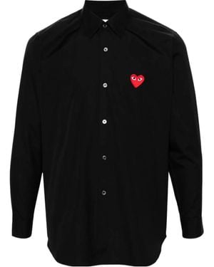 COMME DES GARÇONS PLAY Heart-Patch Poplin Shirt - Black