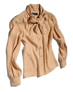 Gucci Interlocking G Chain Silk Jacquard Shirt - Natural