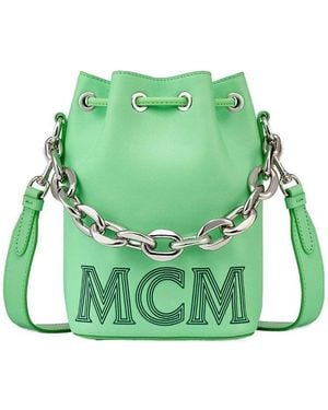 MCM Logo-Print Chain-Link Bag - Green