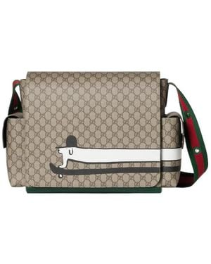 Gucci Large Printed Gg Changing Bag - Gray