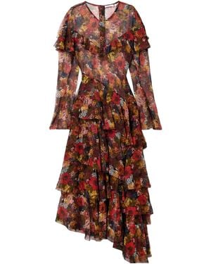 Doen Asymmetrical Ruffle Dress - Brown
