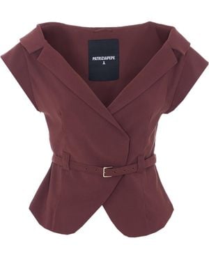 Patrizia Pepe Belted Sleeveless Blazer - Purple