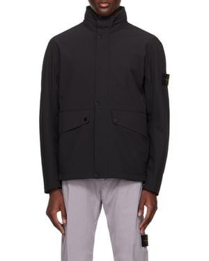 Stone Island Logo Patch Hooded Jacket - Black