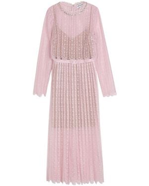 Self-Portrait Belted Lace Midi Dress - Pink