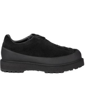 Stone Island Round Toe Lace-Up Trainers - Black