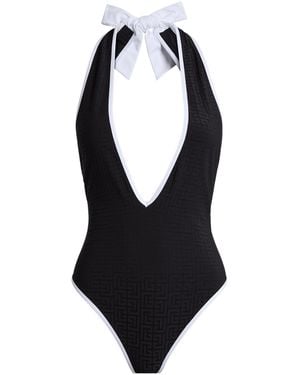 Balmain Lycra Monogram Swimsuit - Black
