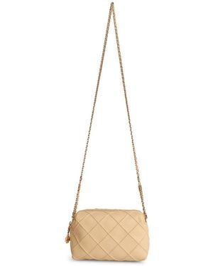 Tory Burch Logo Charm Small Shoulder Bag - Natural