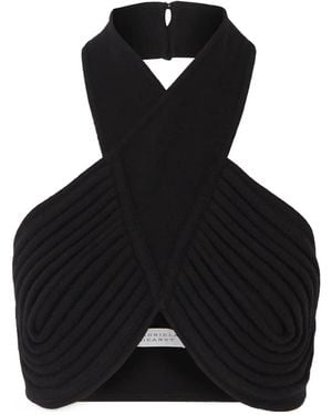 Gabriela Hearst Eris Cropped Ribbed Merino Wool Halterneck Top - Black