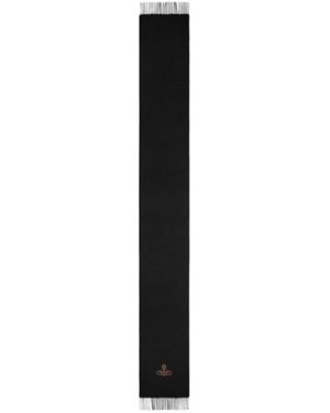 Vivienne Westwood Orb-Embroidered Fringed Scarf - Black