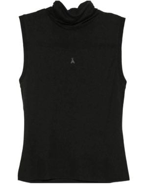 Patrizia Pepe Fly-Plaque Roll-Neck Top - Black