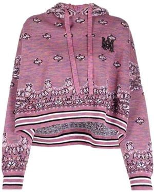 Amiri Space Dye Bandana Knit Hoodie - Purple