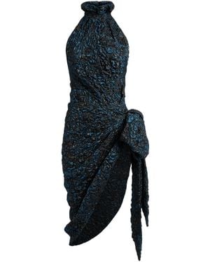 Balmain Draped Cloqué Jacquard Dress - Blue