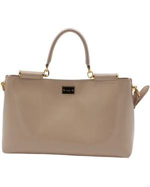 Dolce & Gabbana Logo Plaque Shoulder Bag - Natural