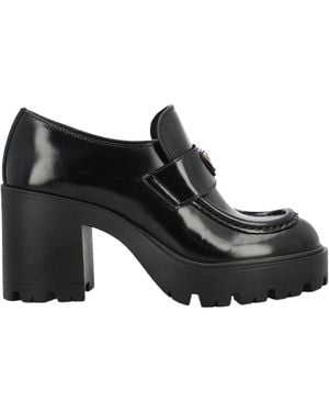 Prada Round-Toe High-Heeled Loafers - Black