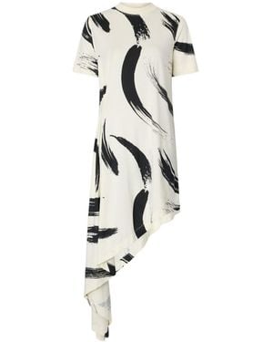 Loulou de Saison Liya A-Line Abstract-Print Asymmetric Dress - White